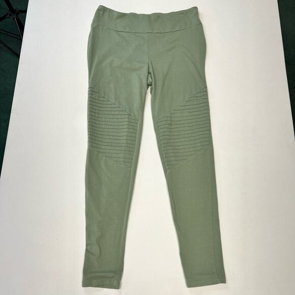 Ultra Flirt Womens Leggings Pants Green Mid Rise Stretch Cotton Blend Large - Picture 1 of 10